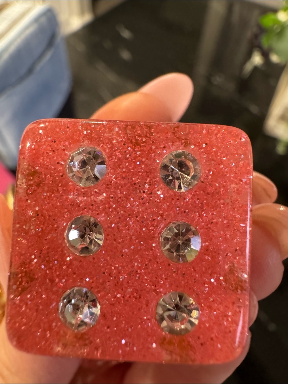 💖COACH Pink Glitter Dice Charm Keychain w/ Signature C Charm - Picture 4 of 5